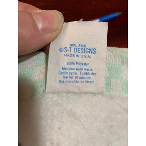 Cuddle Time Baby Crib Blanket VTG Mint Checkered Embroidered Detailed Bear with - Picture 5 of 9